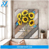 Every Day Is A New Beginning Sunflower and Butterfly Canvas Wall Art Decor