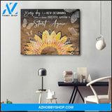 Every Day Is A New Beginning Sunflower and Butterfly Canvas Wall Art Decor