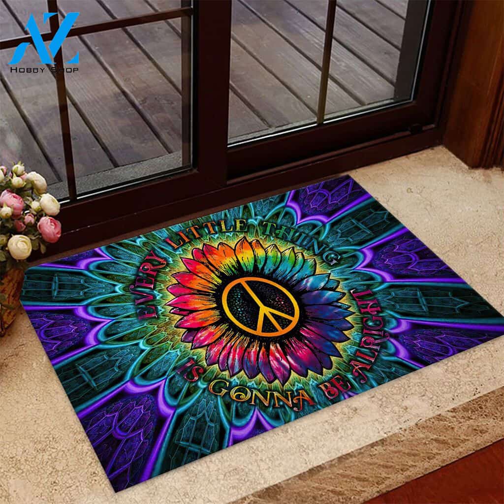 Every Little Thing Hippie Sunflower Indoor And Outdoor Doormat Warm House Gift Welcome Mat Gift For Friend Family