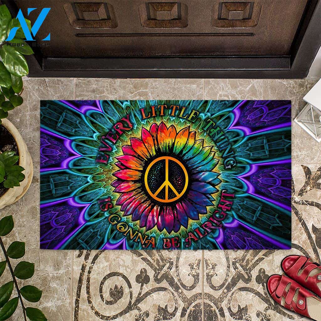 Every Little Thing Hippie Sunflower Indoor And Outdoor Doormat Warm House Gift Welcome Mat Gift For Friend Family