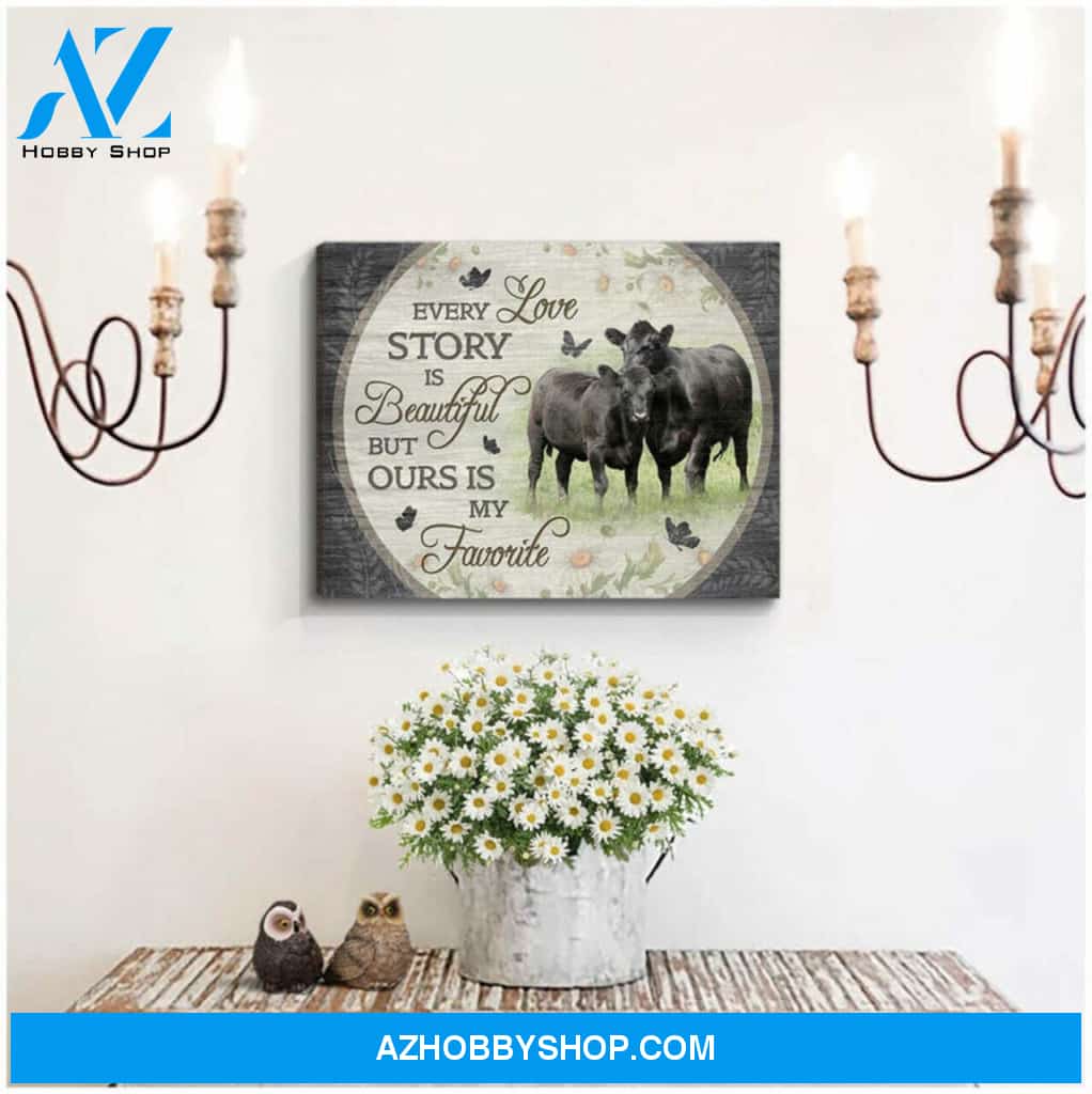 Every Love Story Is Beautiful Canvas For Couple Wall Art Decor, Great Gift for Cows Lovers