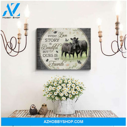 Every Love Story Is Beautiful Canvas For Couple Wall Art Decor, Great Gift for Cows Lovers