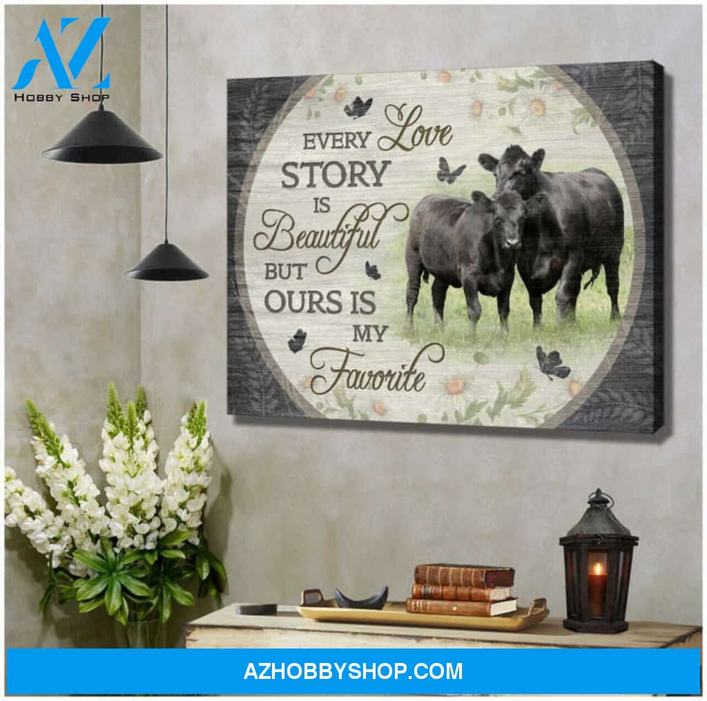 Every Love Story Is Beautiful Canvas For Couple Wall Art Decor, Great Gift for Cows Lovers