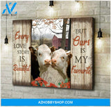 Every Love Story Is Beautiful Hereford Cows Canvas Wall Art, Wall Decor Visual Art Decor, Great Gift for Cows Lovers
