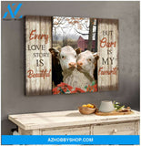 Top #71 Every Love Story Is Beautiful Hereford Cows Canvas Wall Art, Wall Decor Visual Art