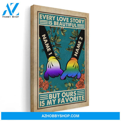 Every Love Story Is Beautiful, LGBTQ+ Pride Graphic Poster/ Canvas, Gift For LGBTQ+ Couple, Partners, Pride