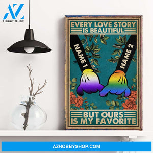 Every Love Story Is Beautiful, LGBTQ+ Pride Graphic Poster/ Canvas, Gift For LGBTQ+ Couple, Partners, Pride