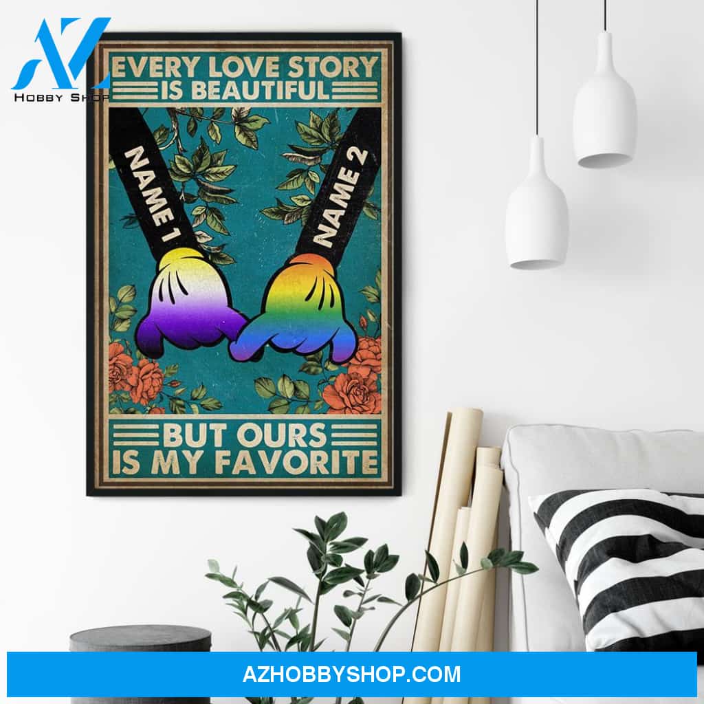 Every Love Story Is Beautiful, LGBTQ+ Pride Graphic Poster/ Canvas, Gift For LGBTQ+ Couple, Partners, Pride