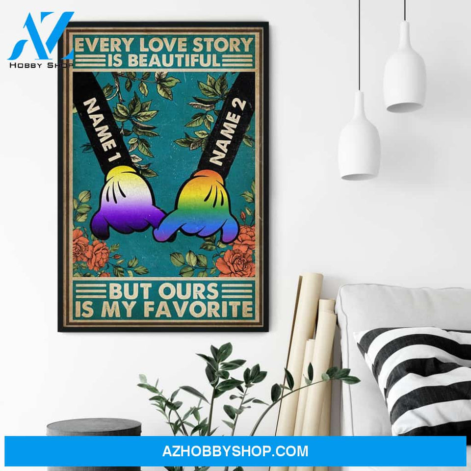 Every Love Story Is Beautiful, LGBTQ+ Pride Graphic Poster/ Canvas, Gift For LGBTQ+ Couple, Partners, Pride