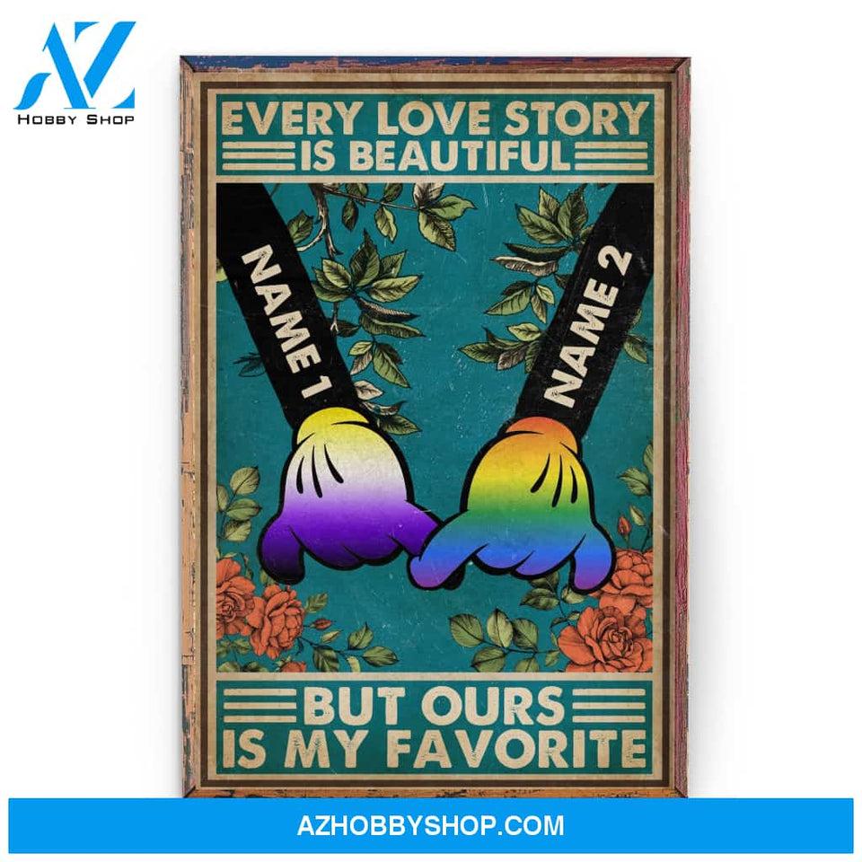 Every Love Story Is Beautiful, LGBTQ+ Pride Graphic Poster/ Canvas, Gift For LGBTQ+ Couple, Partners, Pride