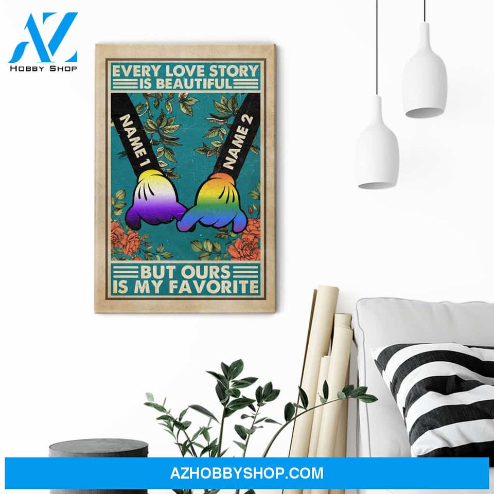 Every Love Story Is Beautiful, LGBTQ+ Pride Graphic Poster/ Canvas, Gift For LGBTQ+ Couple, Partners, Pride
