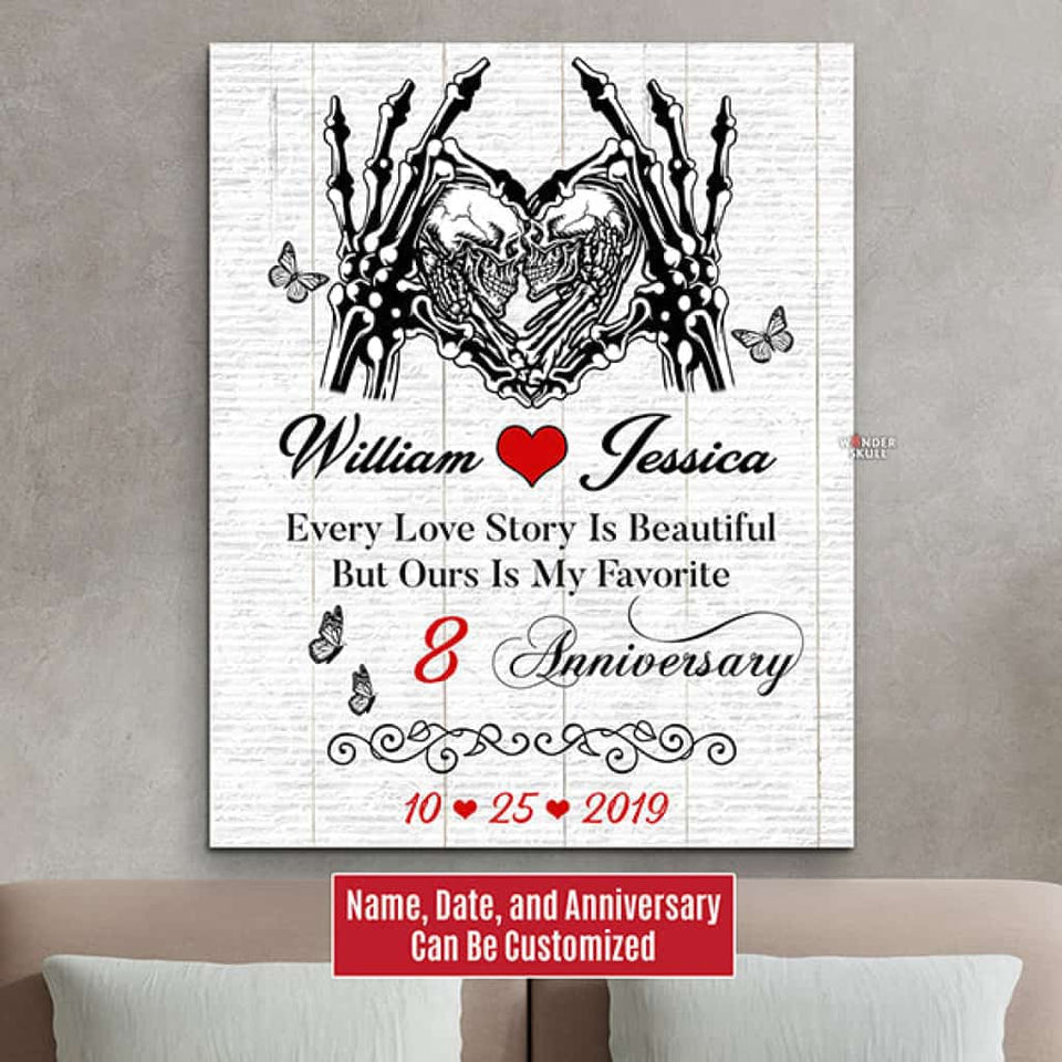 Every Love Story - Skull Gothic Couple Canvas Wedding Anniversary Canvas Gallery Wraps Gift