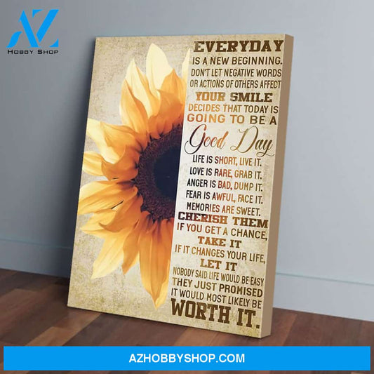 Everyday Is A New Beginning Don’t Let Negative Sunflower Poster Canvas Wall Decor Visual Art