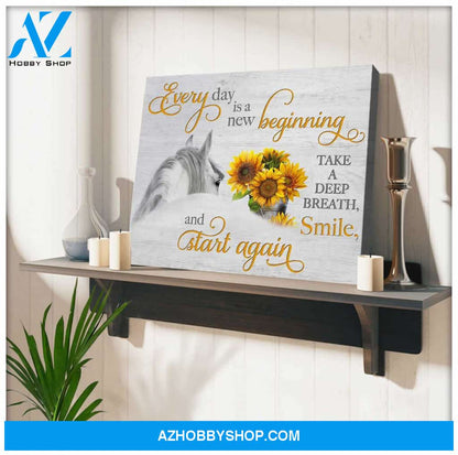 Everyday is a new beginning Horse and Sunflowers Canvas Wall Art Decor