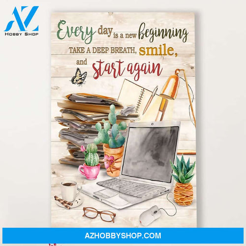 Teacher Classroom Canvas Everyday Is A New Beginning, Student Wall Art Back to School Gift for Teacher