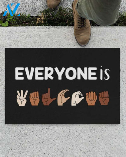 Everyone Is Welcome American Sign Language Doormat, Kindness Doormat