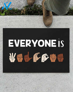 Everyone Is Welcome American Sign Language Doormat, Kindness Doormat