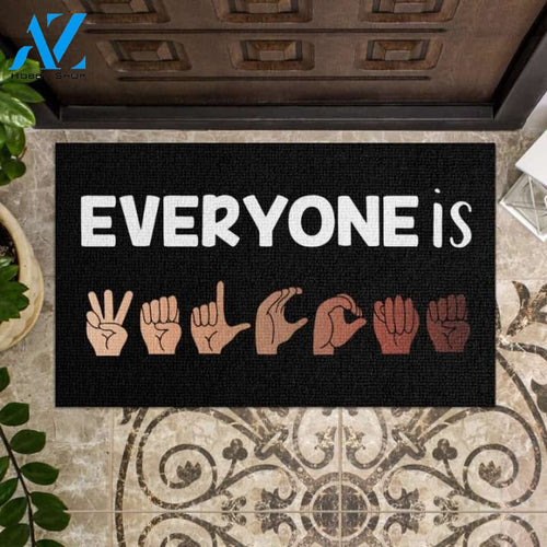 Everyone is welcome American Sign Language Doormat | Welcome Mat | House Warming Gift