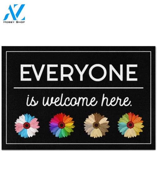 Everyone is welcome here Daisy Doormat Indoor And Outdoor Doormat Warm House Gift Welcome Mat Home Decor Gift For Equality LGBT Family Friend