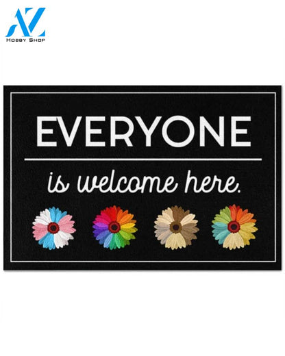 Everyone Is Welcome Here Daisy Indoor And Outdoor Doormat Warm House Gift Welcome Mat Funny Birthday Gift For Friend Famil