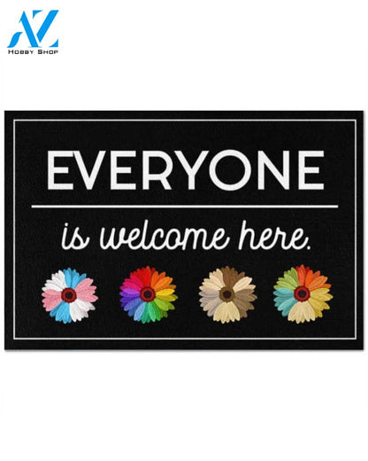 Everyone Is Welcome Here Daisy Indoor And Outdoor Doormat Warm House Gift Welcome Mat Funny Birthday Gift For Friend Famil