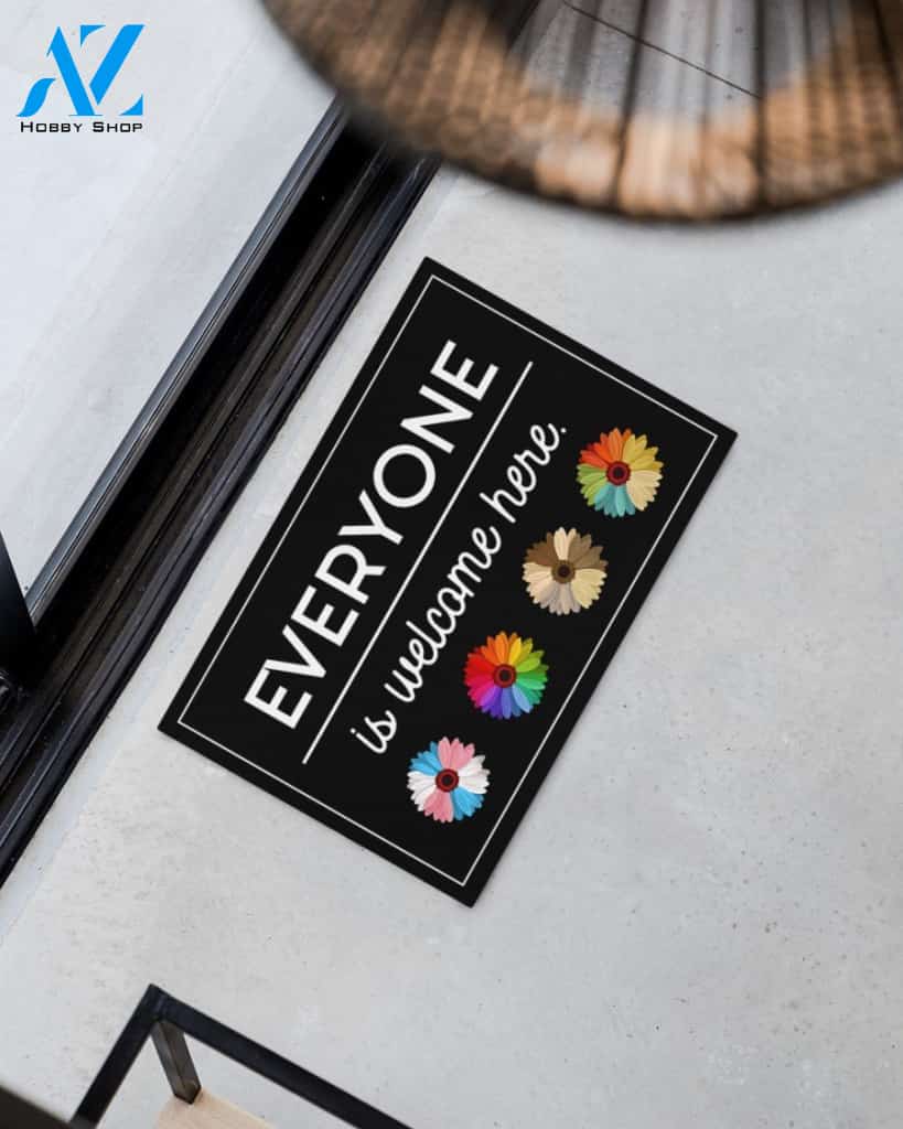 Everyone Is Welcome Here Daisy Indoor And Outdoor Doormat Warm House Gift Welcome Mat Funny Birthday Gift For Friend Famil