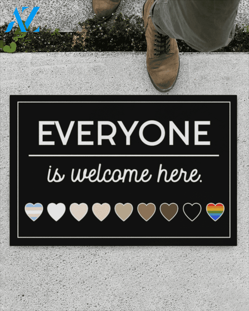 Everyone Is Welcome Here Door Mat