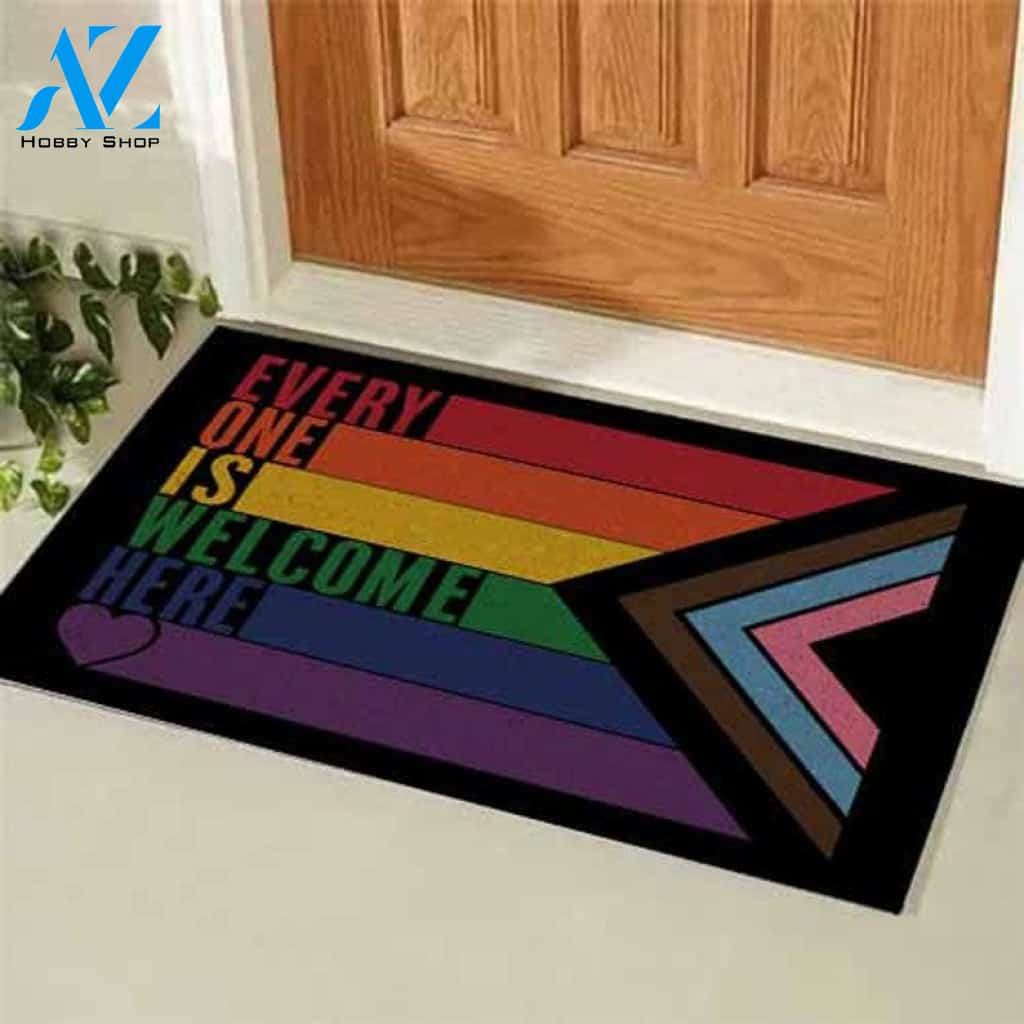 Everyone Is Welcome Here Doormat, Lesbian Doormat, LGBT Gift, Love Lesbian, Be Kind, Outdoor Doormat, Gay Doormat, Housewarming Gift