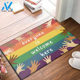Everyone Is Welcome Here Doormat, LGBT Doormat, Diversity Hands, Inclusion & Kindness Welcome Doormat, Kindness Doormat, Front Door Mat Gift