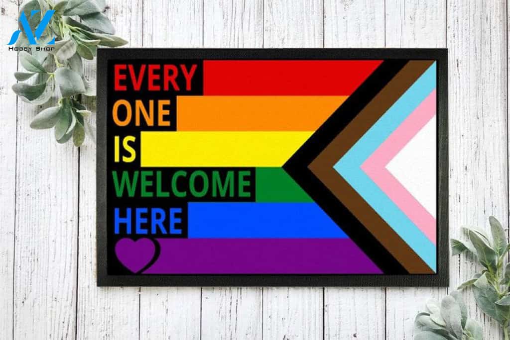Everyone is Welcome Here Doormat - LGBTQ Welcome Mat - LGBT Doormat