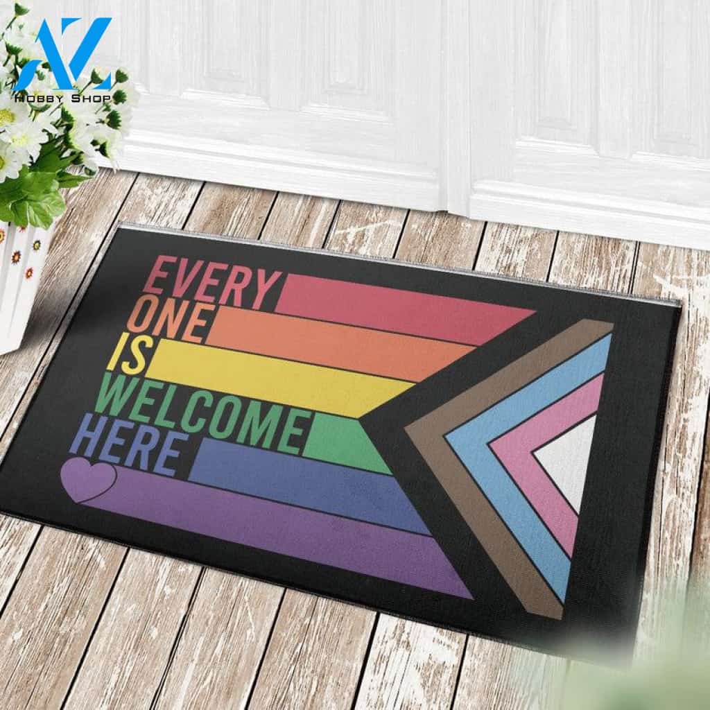 Everyone Is Welcome Here Doormat, Lgbtq Pride Doormat Rainbow Gifts, Pride Gift, Lgbtq Gifts, New Home Gift, Equality Rug, Equality Doormat