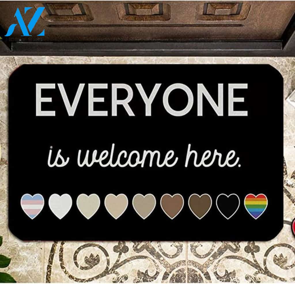 Everyone is Welcome Here LGBT Mat,Funny LGBT Mat,Rainbow Welcome Mat,Gay Wedding Gift,LGBT Doormat Idea,Funny Quote Mat,Gift For Gay Friend
