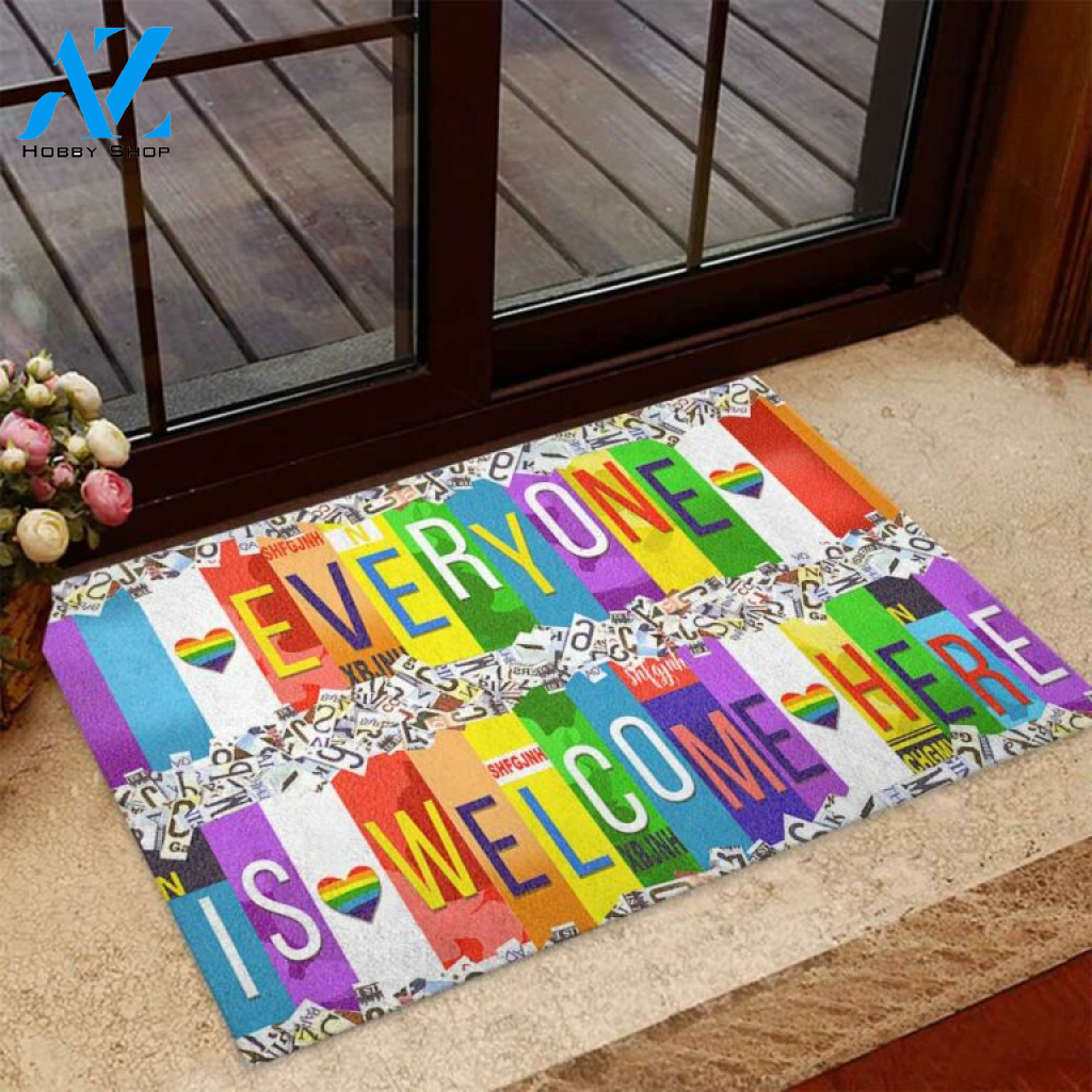 Everyone Is Welcome Here LGBT Support Doormat | Welcome Mat | House Warming Gift