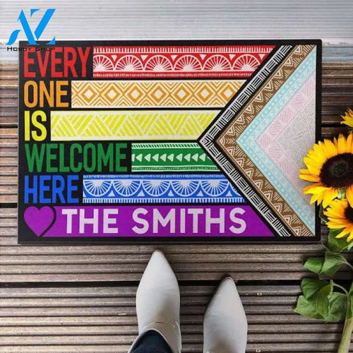 Everyone Is Welcome Here, LGBTQ+ Pride Custom Doormat, Gift For LGBTQ+ Ally, Doormat