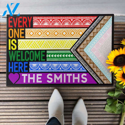 Everyone Is Welcome Here LGBTQ Pride Personalized Doormat Gift For Friend Family Birthday Gift Home Decor Warm House Gift Welcome Mat