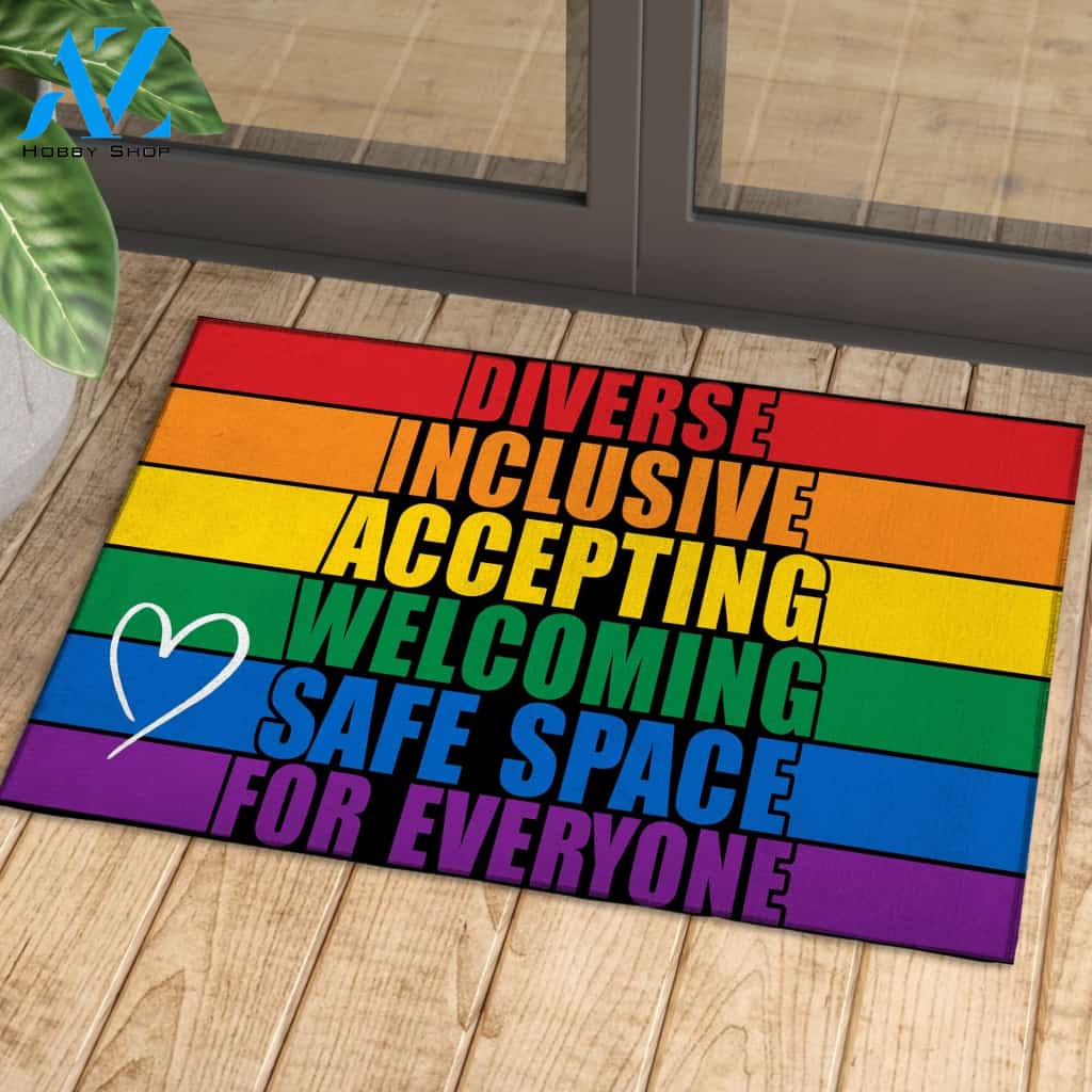 Everyone Is Welcome Here Rainbow Equality Doormat Gift For Friend Family Home Decor Warm House Gift Welcome Mat