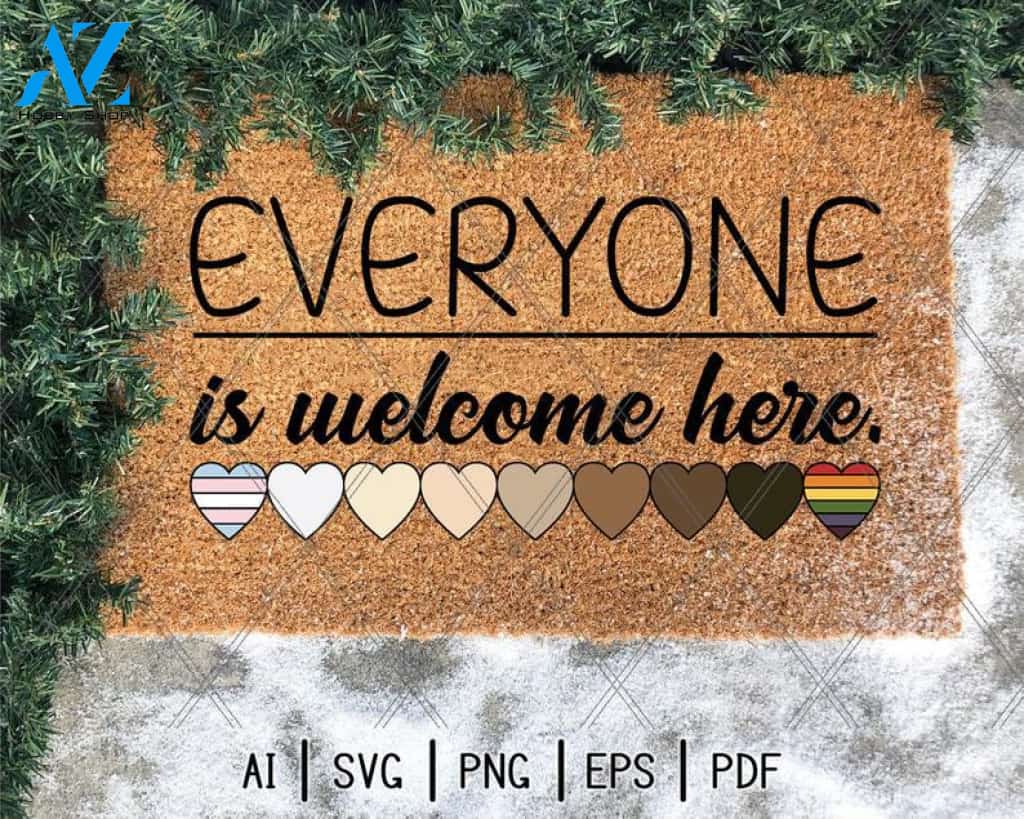 Everyone Is Welcome Here svg,LGBT Pride svg,Black svg,Doormat svg,Black Lives Matter,Digital Download,print,Sublimation