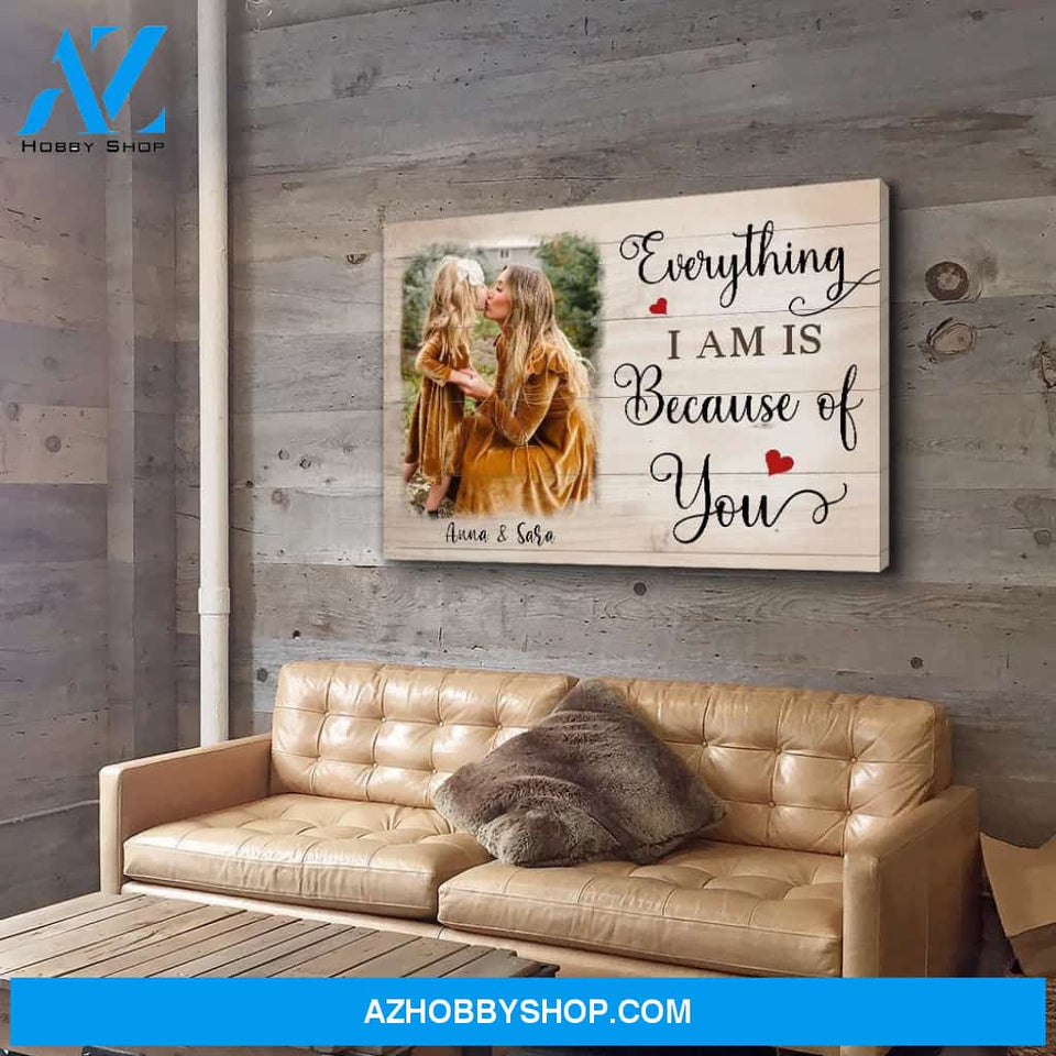 Everything I Am Is Because Of You - Personalized Custom Photo Canvas