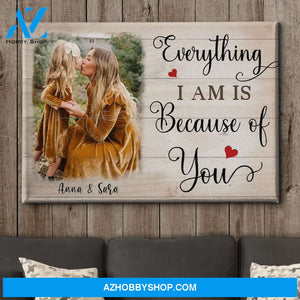 Everything I Am Is Because Of You - Personalized Custom Photo Canvas