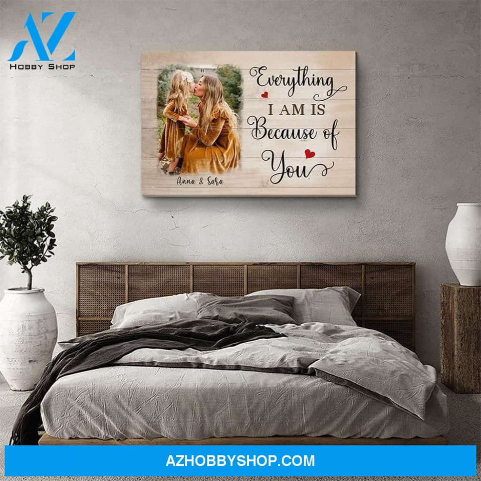 Everything I Am Is Because Of You - Personalized Custom Photo Canvas
