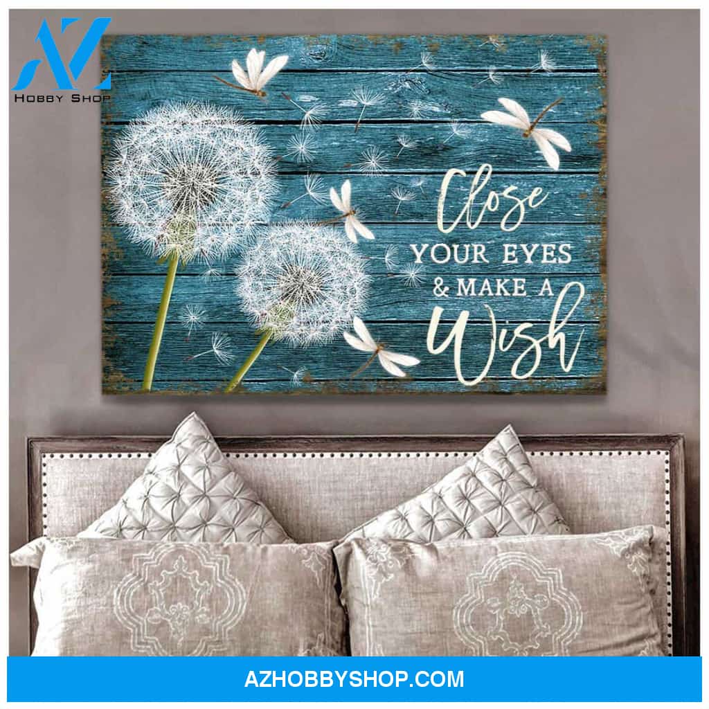Eviral Store Beautiful Dandelion And Dragonfly Close Your Eyes And Make A Wish Canvas Wall Art Decor – Dreagonfly Canvas Print Wall Art