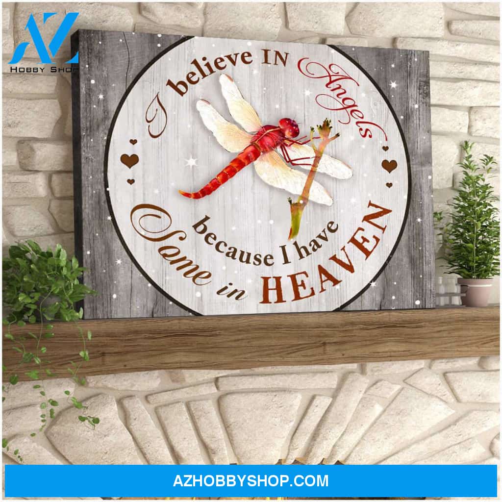 Eviral Store Beautiful Dragonfly Canvas I Believe In Angels Wall Art Decor – Dreagonfly Canvas Print Wall Art