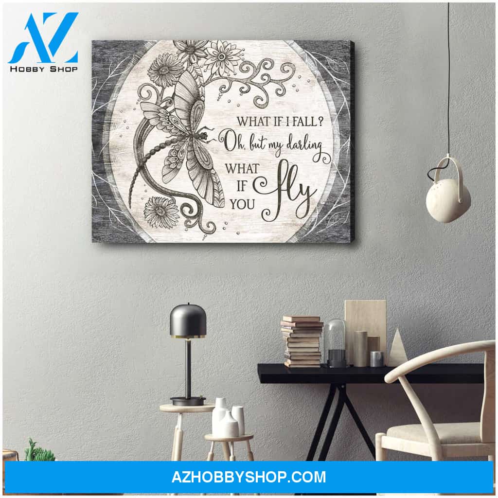 Eviral Store Beautiful Dragonfly Canvas What If You Fly Wall Art Decor – Dreagonfly Canvas Print Wall Art