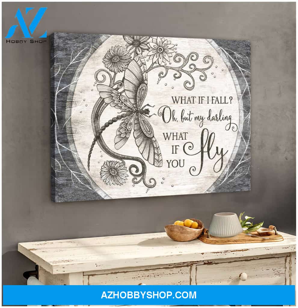Eviral Store Beautiful Dragonfly Canvas What If You Fly Wall Art Decor – Dreagonfly Canvas Print Wall Art