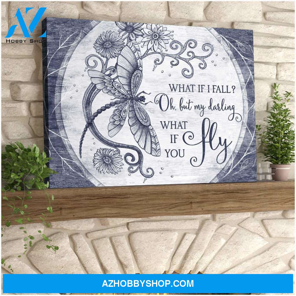 Eviral Store Blue Dragonfly Canvas What If You Fly Wall Art Decor – Dreagonfly Canvas Print Wall Art