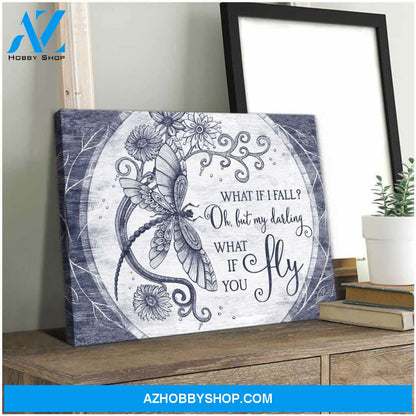 Eviral Store Blue Dragonfly Canvas What If You Fly Wall Art Decor – Dreagonfly Canvas Print Wall Art