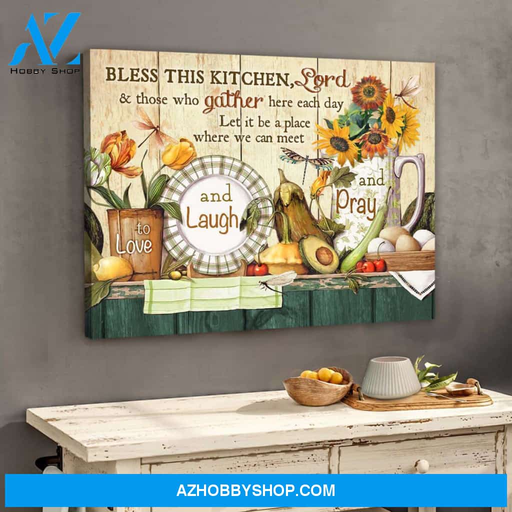 Eviral Store Gorgeous Dragonfly Canvas Bless This Kitchen Wall Art Decor – Dreagonfly Canvas Print Wall Art