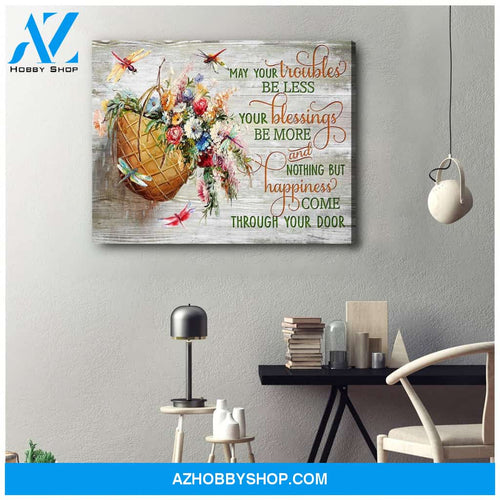 Eviral Store Happiness Come Through Your Door Dragonfly Canvas Wall Art Decor – Dreagonfly Canvas Print Wall Art