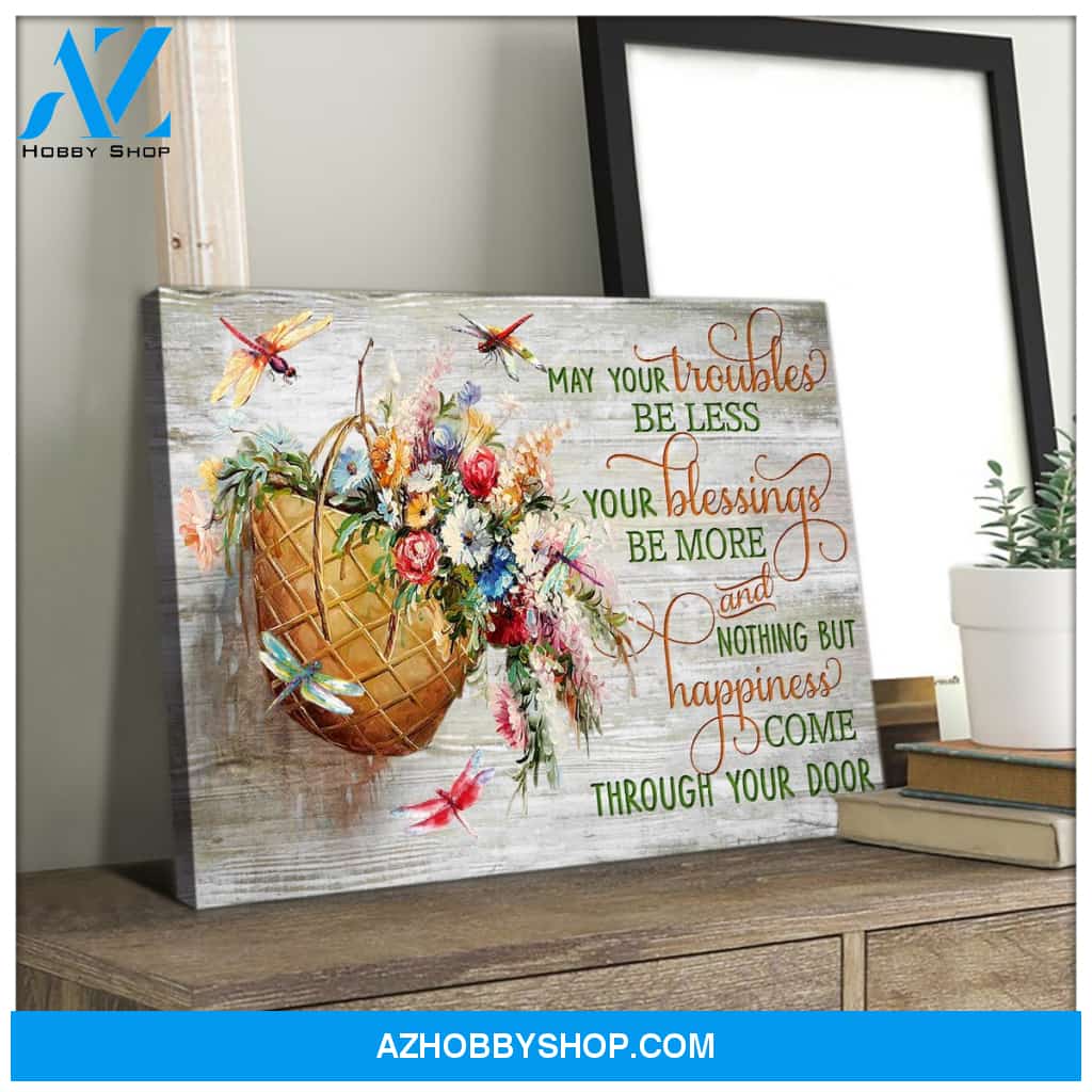 Eviral Store Happiness Come Through Your Door Dragonfly Canvas Wall Art Decor – Dreagonfly Canvas Print Wall Art