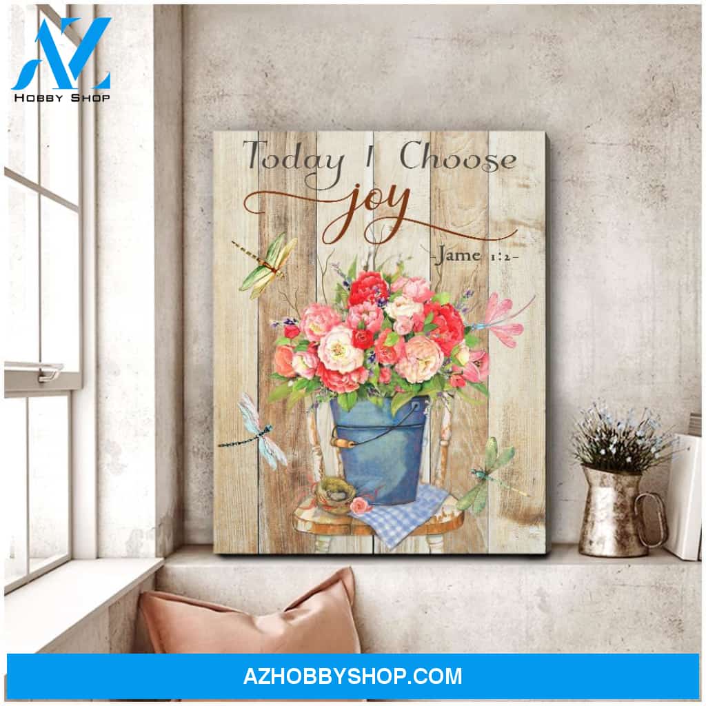Eviral Store Today I Choose Joy Dragonfly Canvas Wall Art Decor – Dreagonfly Canvas Print Wall Art